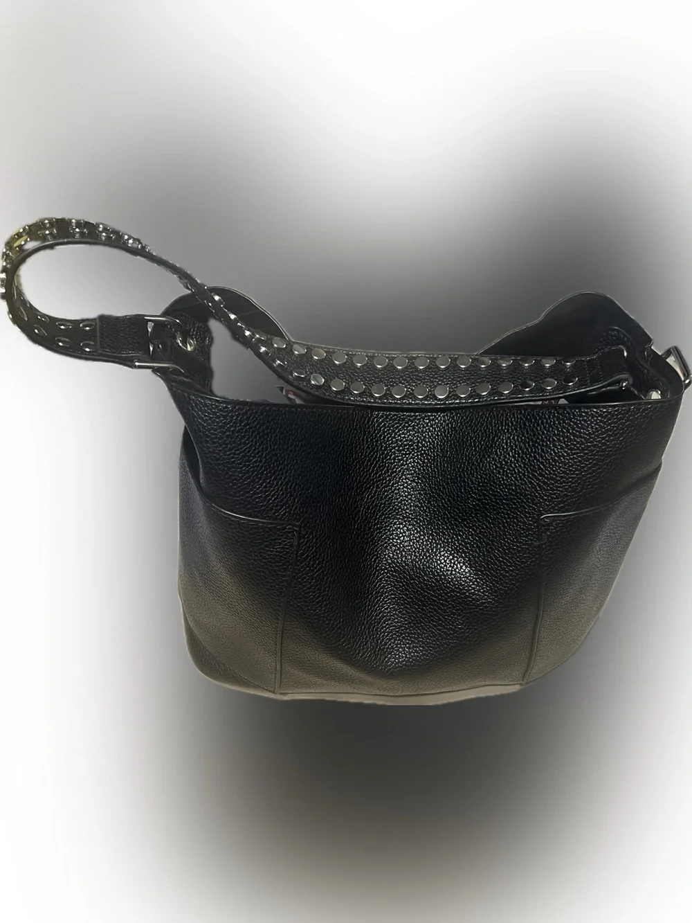 Steve Madden Black Studded Shoulder Hobo